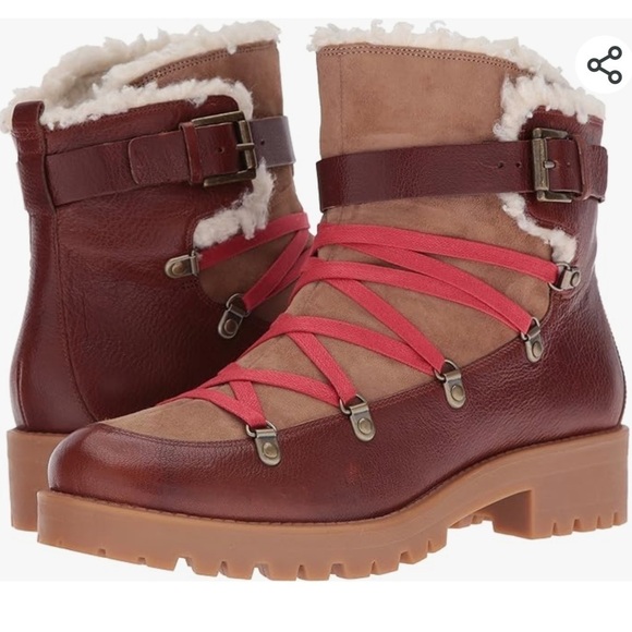 Nine West sz 10 chestnut Leather Orynne Ankle hiking Boot - Picture 2 of 16
